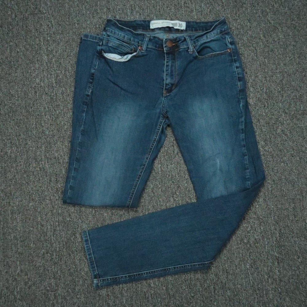 Barbell Jeans Mens 30x33 Blue Athletic Fit 5‎ Pocket Medium Wash Stretch